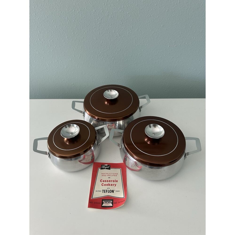 Vintage Regal Ware Aluminum & Copper Sauce Pan Dutch Ovens Set Of 3